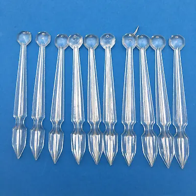 10 Vintage Christmas Tree Clear Plastic Prism Icicles 6” Pendant Hong Kong • $15.25