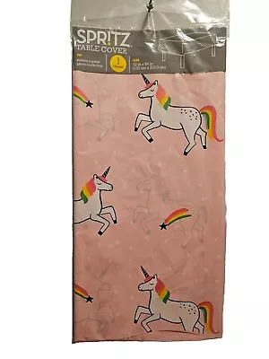 (3) Pink Unicorn Party Table Cover Plastic 52  X 84  Or Photo Back Drop Party • £13.51