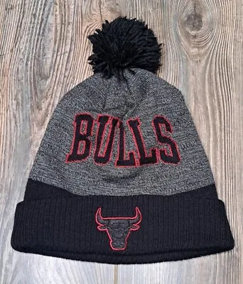 Chicago Bulls Mitchell & Ness Gray Black Knit Winter Hat Beanie Cap - One Size • $11.99