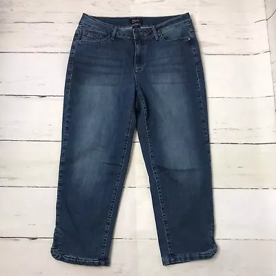 Earl Jeans Womens Size 12 Blue Cropped Medium Wash Mid Rise 5-Pocket • £19.45