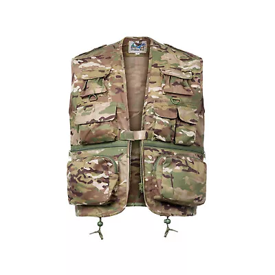 Army Vest Hiking Outdoor Work Hunting Shooting Waistcoat Fishing MTP Multi Camo • £26.59