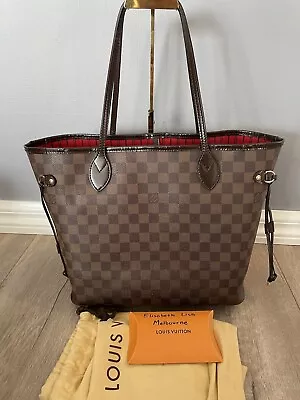 Louis Vuitton Neverfull MM Damier Ebene Tote Bag - Cherry • $1380