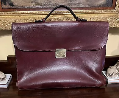 Authentic BOTTEGA VENETA  Soft Tuscan Burgundy Leather Briefcase Attache Italy • $100