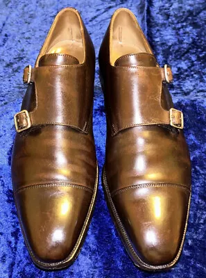 CROCKETT & JONES Lowndes Double Monk Strap Brown Leather Dress Shoes UK 9 E • $500