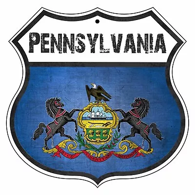 Pennsylvania Country Flag Sign US State Highway Shield Aluminum Metal Sign • $14.99