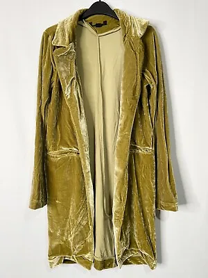 Women's Open Front Velvet Coat Avocado Green UK Size 6 To 12 • £10.99