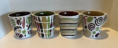 Retro MCM Inspired Geometric Porcelain Coffee Mugs. Earthy Colors. Very MOD • $10.99