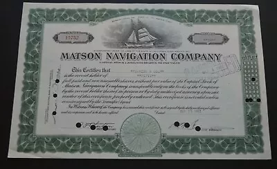 Matson Navigation Company Stock Certificate (1952) • $25