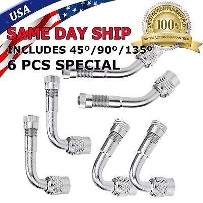 6PCS Tire Valve Stem Extension 45 90 135 Degree For Cars Bicycles Universal • $8.85