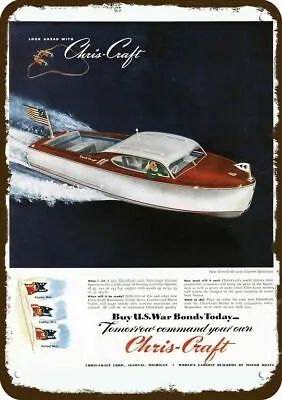 1945 CHRIS-CRAFT 22' SPORTSMAN Wood Boat Vntg-Look DECORATIVE REPLICA METAL SIGN • $24.99