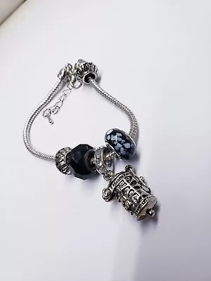 Vita Goods Prayer Box Bracelet Snake Chain  7  + 1  Ext Black And Blue Charms • $16.34