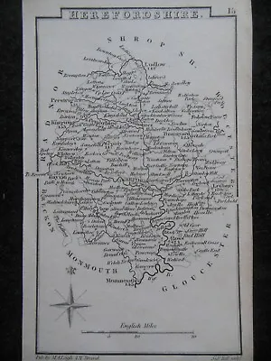Small Georgian County Map - Herefordshire (c1820) Leigh & Hall England Hereford • £4.99