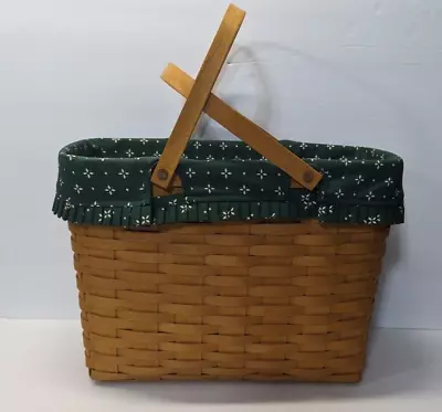 Large Longaberger Magazine Basket Double Handle Fabric Liner Plastic Protector • $42.97