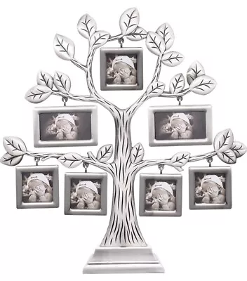 NEW Silver Metal Family Tree Multi Photo Frame 7 Detachable Hanging Frames Gift • £22.90