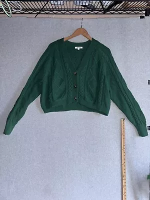 Madewell Women's Greywood Crop Cardigan Sweater In Green  Size L • $25