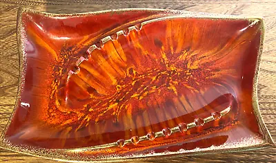 $22.63 • Buy Vintage MCM Cal Orig 311 Pottery Fireburst Ashtray USA Red-Orange Gold Glazed