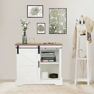 Farmhouse Coffee Bar Cabinet Buffet & Sideboard Kitchen Storage Cabinet Cupboard • $182.99