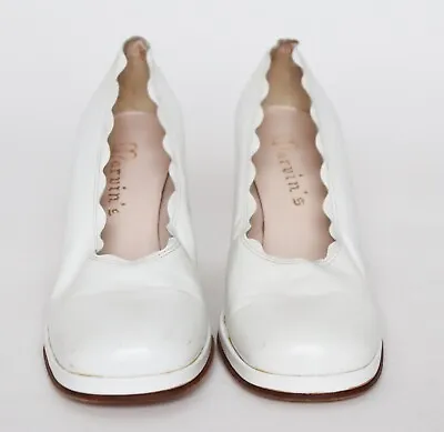 £40 • Buy 1960s Vintage Platform Mod Shoes - White Leather - MARVIN’S - Fit UK 3.5 / 36.5