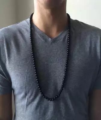 Mens Black Onyx Beaded Long And Short Necklaces • $30