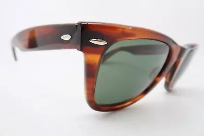 Vintage B&L Ray Ban Sunglasses Wayfarer Brown Acetate Size 50-24 Made In The USA • $18.66