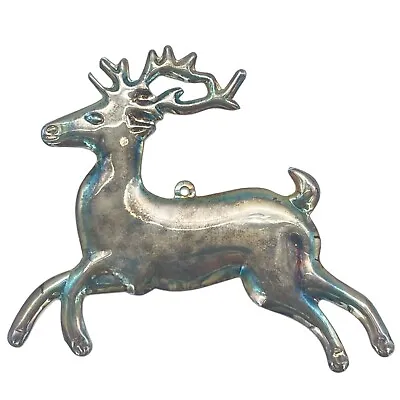 Jumping Reindeer Christmas Ornament Iridescent Metal Chrome • $2.95