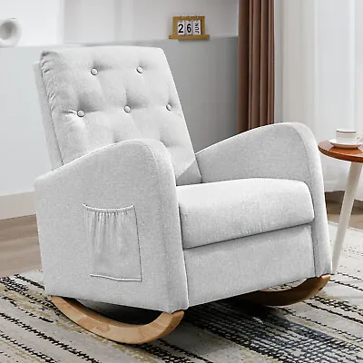 Modern Rocking Chair Classic Lounge Arm Chair Upholstered Nursery Chair • $219.98