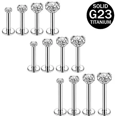 2Pcs Titanium Steel Threaded Lip Studs CZ Helix Tragus Labret Piercing Jewelry • $10.24