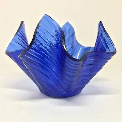 CHANCE GLASS 4  Handkerchief Vase BLUE Tinted Costwold • £16.50