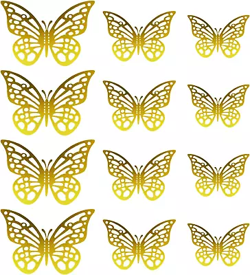 Butterfly Wall Decor 3 Sizes Gold 3D Butterfly Decorations Butterfly Party Decor • $14.99