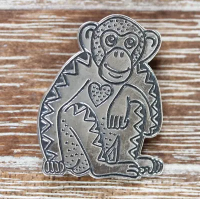 Vintage Monkey Ape Chimp Sterling Silver 925 Brooch Pin Retro Pretty Signed • $32