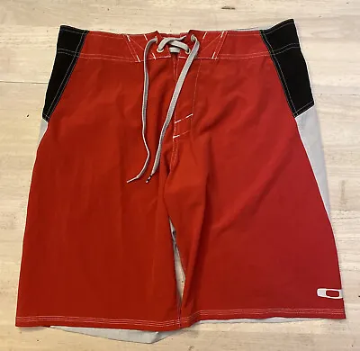 $26.97 • Buy Oakley Board Shorts Swim Trunks Red Men's Sz 33 11 