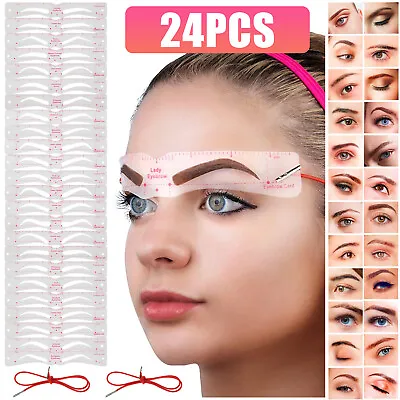 24Pcs Styles Eyebrow Shaping Stencils Grooming Shaper Template Makeup Tool Kit • $8.48