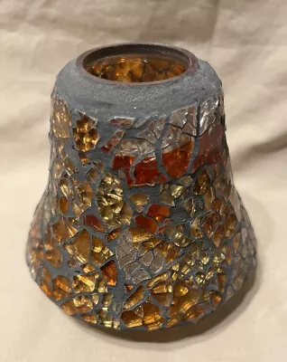 Home Interiors Decorative Mosaic Candle Shade Brown-Amber-Orange -14383-NEW • $21.55