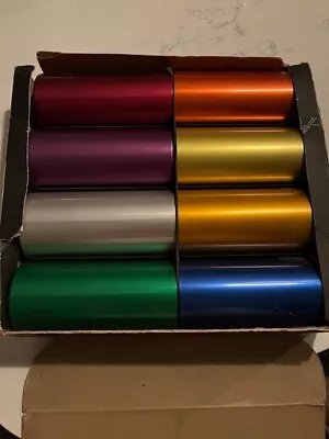 Vintage PERMA HUES Spun Aluminum Drinking Tumblers Glasses 8pcs COLORFUL MCM • $52