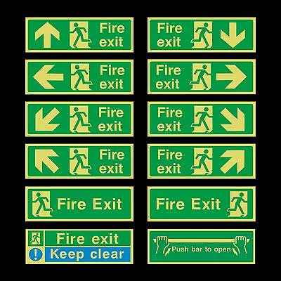£2.79 • Buy Fire Exit Photoluminescent Plastic Sign - 300mm X 100mm - All Direction Arrows