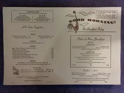 1972 Santa Fe Railroad Dinning Car Menu Breakfast • $10