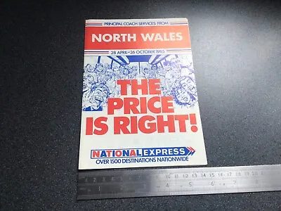 £5 • Buy National Express North Wales Timetable April 1985 English Scottish Destinations