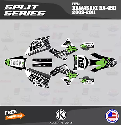 Graphics Kit For KAWASAKI KX450F (2009-2011) KX 450F Split- Green Shift • $158.47