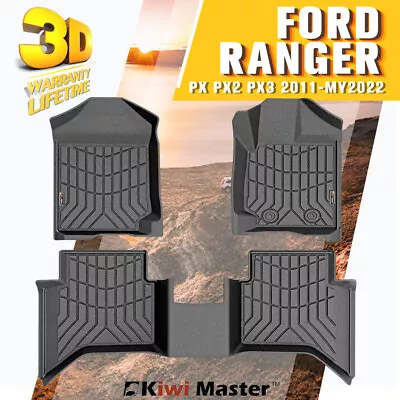 KIWI MASTER Car Floor Mats 3D Fit Ford Ranger PX Raptor 2011 - MY2022 Vs Rubber • $139.95