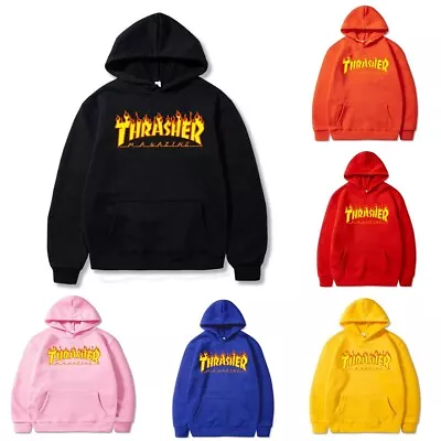 Womens Mens Unisex Thrasher Flame YouTube Print Hoodie Pullover Top Sweatershirt • $26.89