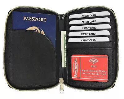 RFID Premium Leather Men Passport Bifold Zip Around Wallet ID Credit Card Holder • $14.98