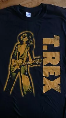 T-REX Marc Bolan Guitar T-Shirt. BlackSize Medium Glam RockPsychedelicBowie • £11.99