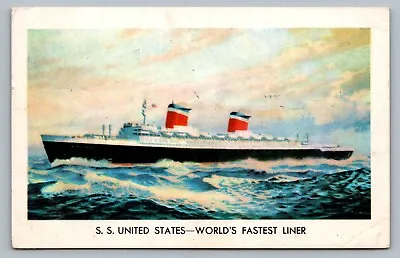 SS United States Ocean Liner Ship PM 1958 London Vintage Postcard P11 • $4.99