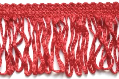 5 Metre Length Of LOOP FRINGE TRIM Red 50mm / 5cm / 2  Wide • £1