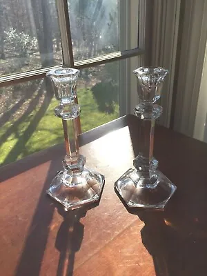 Pair Mikasa Washington  7 1/2  24% Crystal Candlesticks Candle Holders  • $15.99