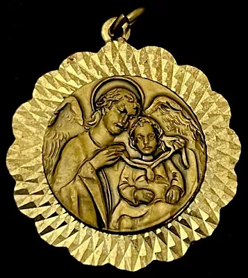 Vintage Catholic Guardian Angel Church Centennial  Gold Tone Medal Italy • $8.99
