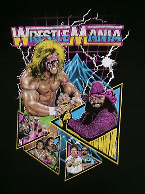 Wrestlemania T Shirt Xl Wwf Wwe Official Reprint Ultimate Warrior Macho Man • $9.99