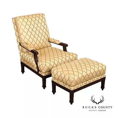 Quality English Style Upholstered Lounge Chair And Ottoman • $895