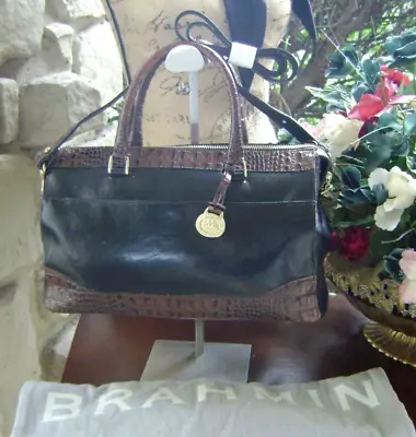 Brahmin  VGC Doctor Bag Tuscan Melbourne Croc Emb / Finished Leather Handbag VTG • $89.10