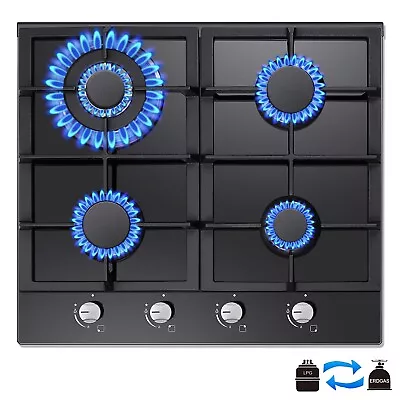 4-Burners Gas Cooktop 24in Tempered Glass Dual Burners NG/LPG Convertible New • $139.99